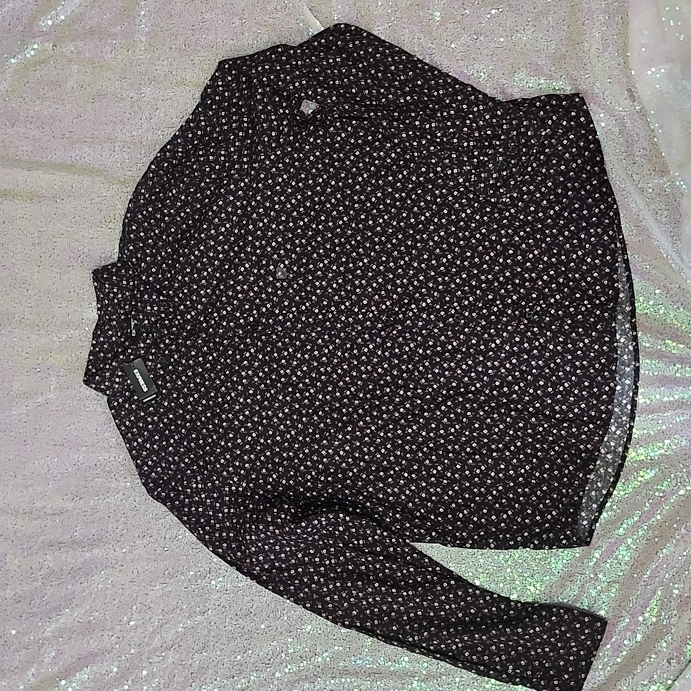 EXPRESS Mens Button Down Dress Shirt, Long Sleeve Floral, XL NWT!